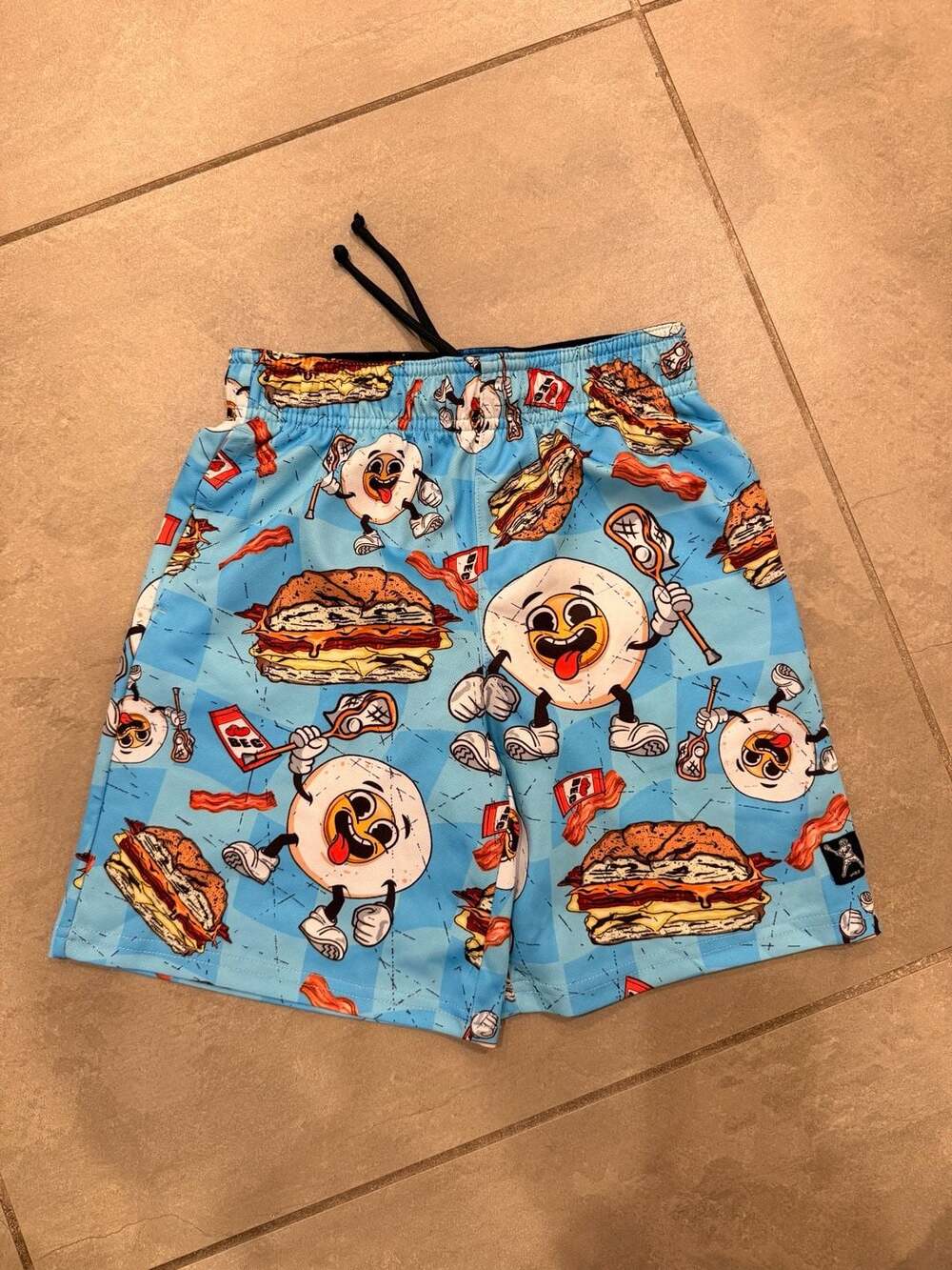 Lacrosse Unlimited Youth Size YS Breakfast Lacrosse Graphic Athletic Shorts